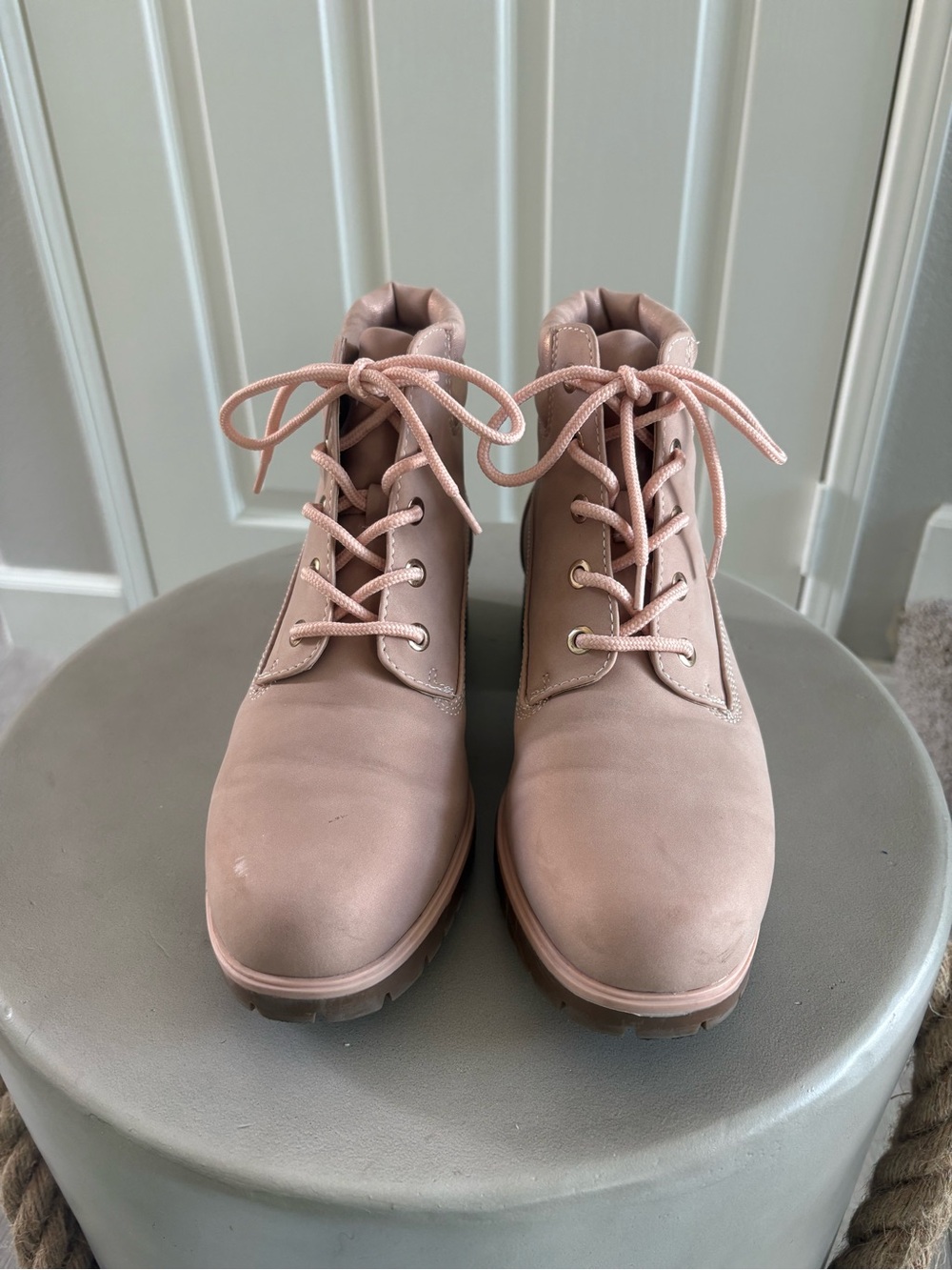Limelight | Brett Pink Blush Lace Up Combat Ankle Boots | Size 9 | VGC